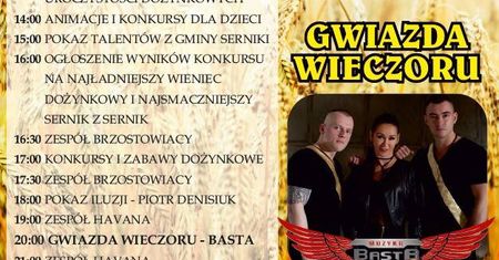 Dożynki Gminy Serniki 2019. Dla publiczności wystąpi Basta