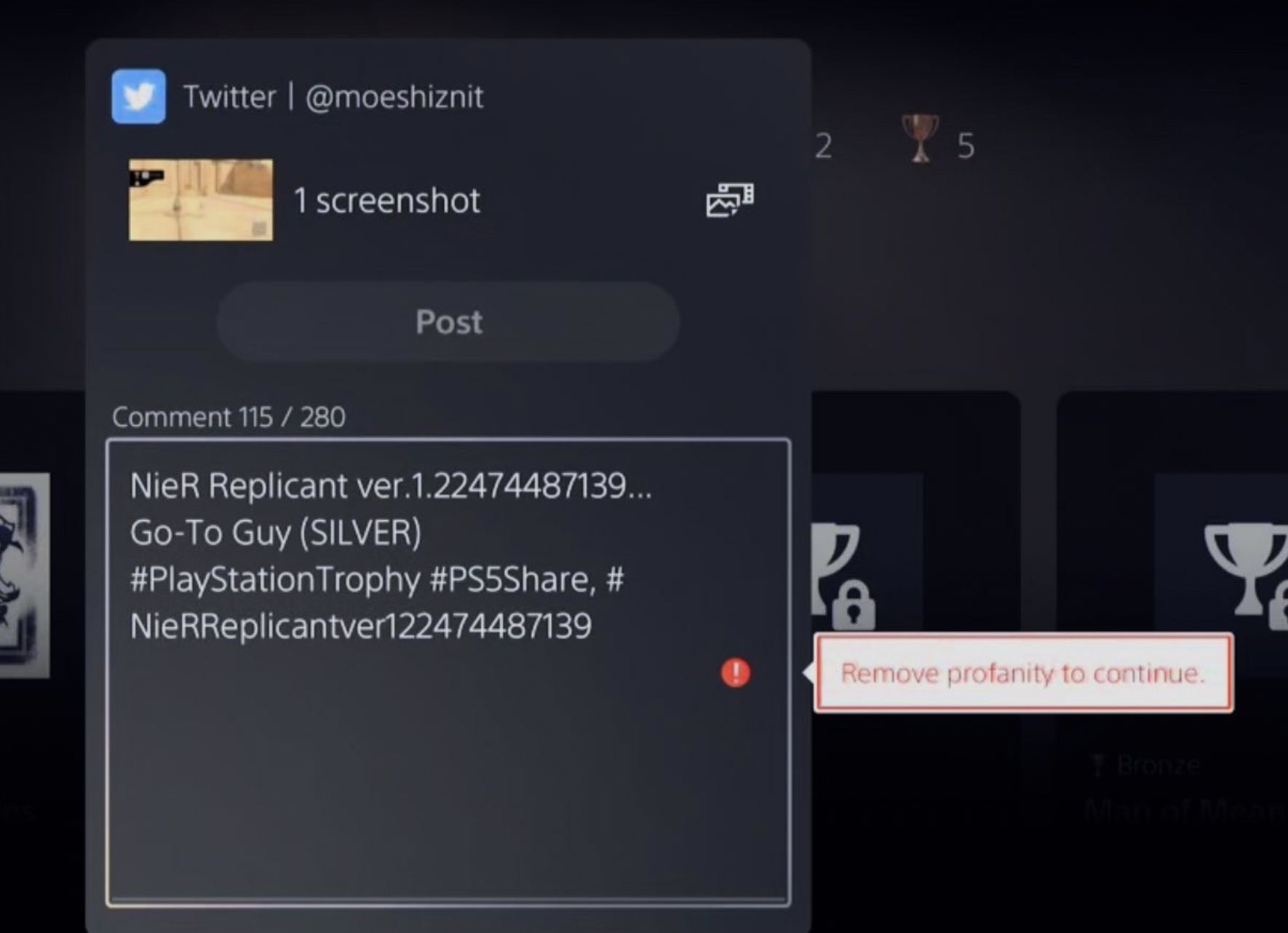 PlayStation 5 filtr wulgaryzmów