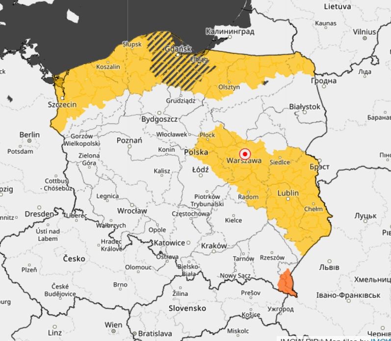 Alerty meteorologiczne IMGW przed marznącymi opadami na północy oraz roztopami w centrum i na południu kraju