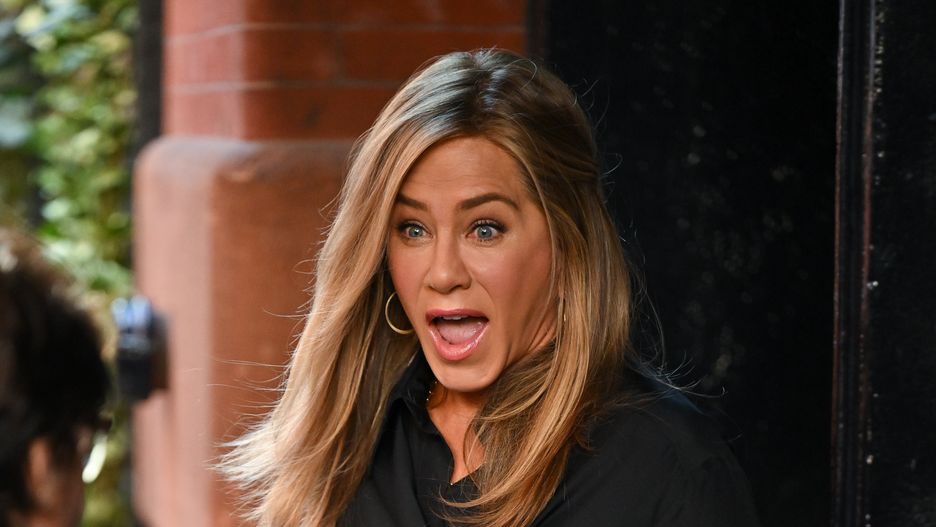 Jennifer Aniston na planie serialu "The Morning Show" w Nowym Jorku