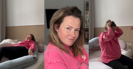 Stękająca Olga Frycz prezentuje swój "intensywny trening" w 37. tygodniu ciąży. Wyszło zabawnie? (WIDEO)