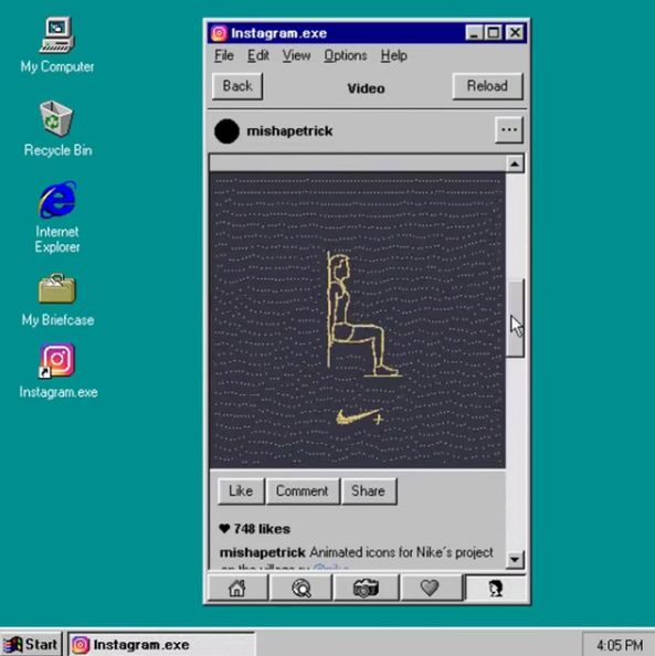 Jak wyglądałby Instagram na Windowsie 95?