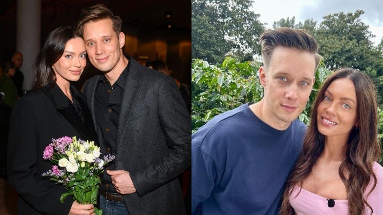 Edyta Zając i Michał Mikołajczak pozują na planie