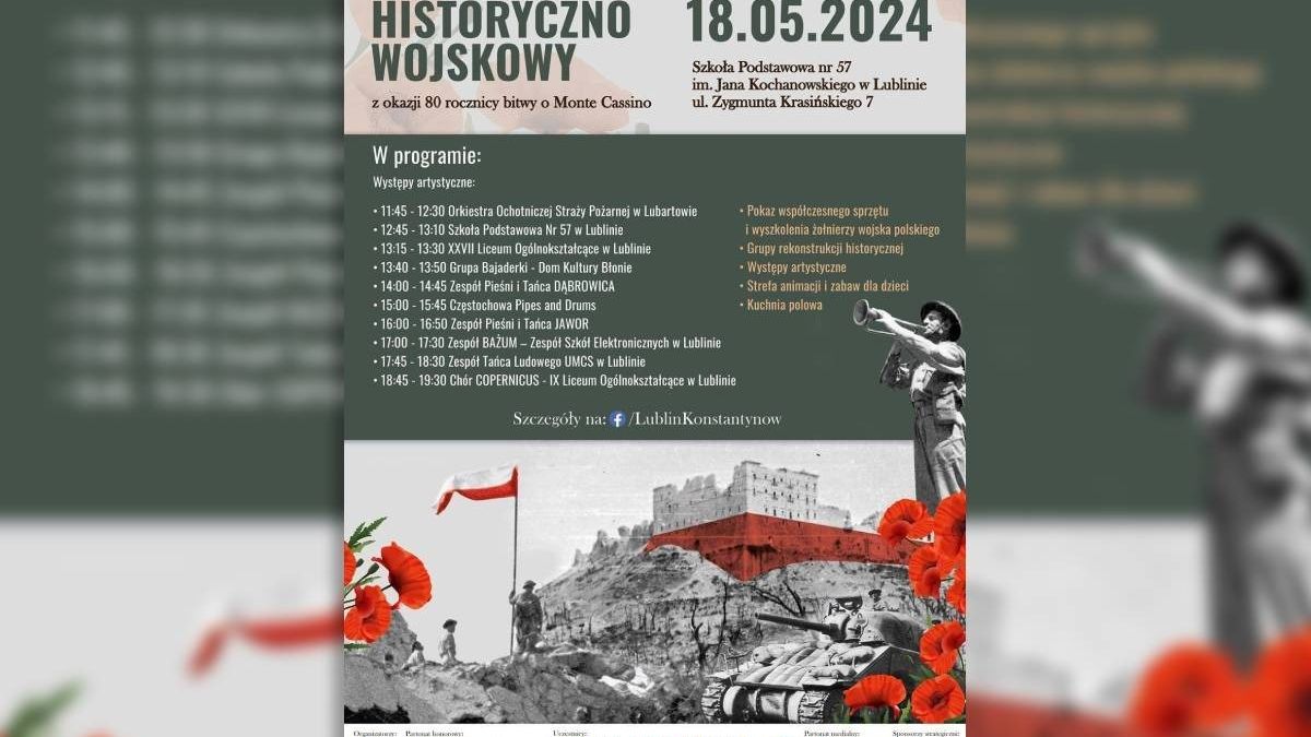 plakat piknik historyczno wojskowy Monte Cassino