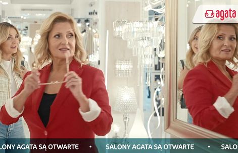 Salony Agata reklamują się z okazji ponownego otwarcia sklepów