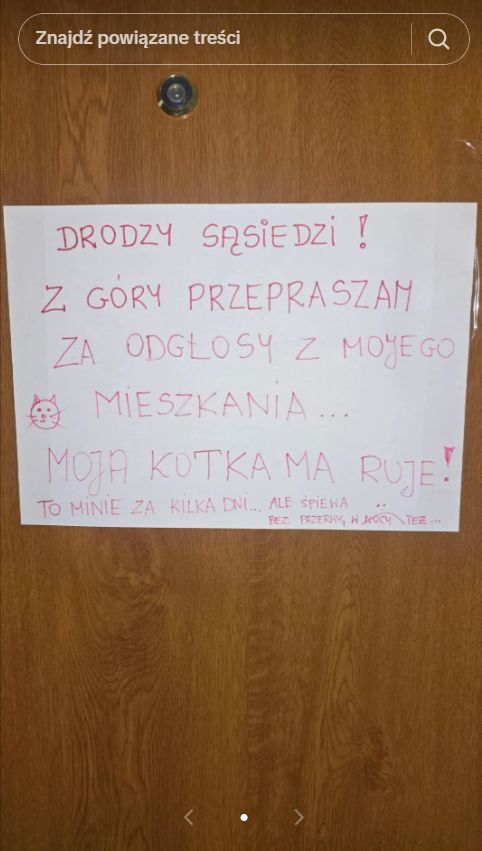 Ogłoszenie w bloku. "Z góry przepraszam"