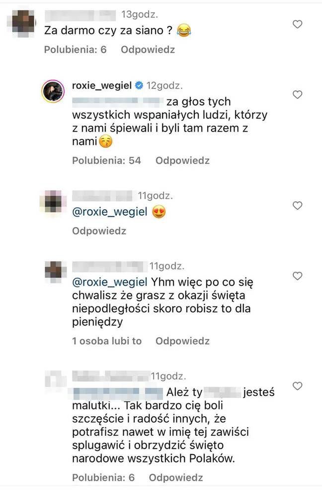 Komentarze na profilu Roksany Węgiel