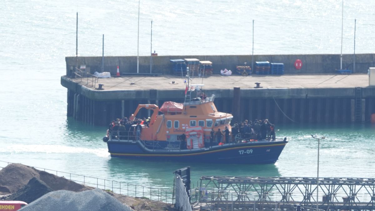 A group of people thought to be migrants are brought in to the Border Force compound in Dover, Kent, from an RNLI vessel following a small boat incident in the Channel. Picture date: Friday September 19, 2025. (Photo by Jonathan Brady/PA Images via Getty Images)