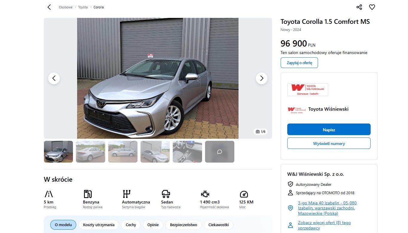 Zrzut ekranu z ogłoszenia
