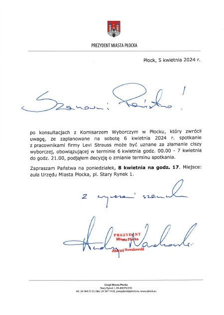 Spotkanie z przedstawicielami firmy Levi's Płock w innym terminie!