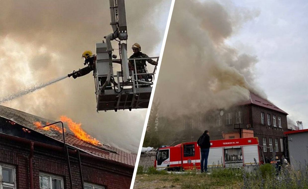 Pożar biurowca w Królewcu. Strażacy przez kilka godzin walczyli z żywiołem