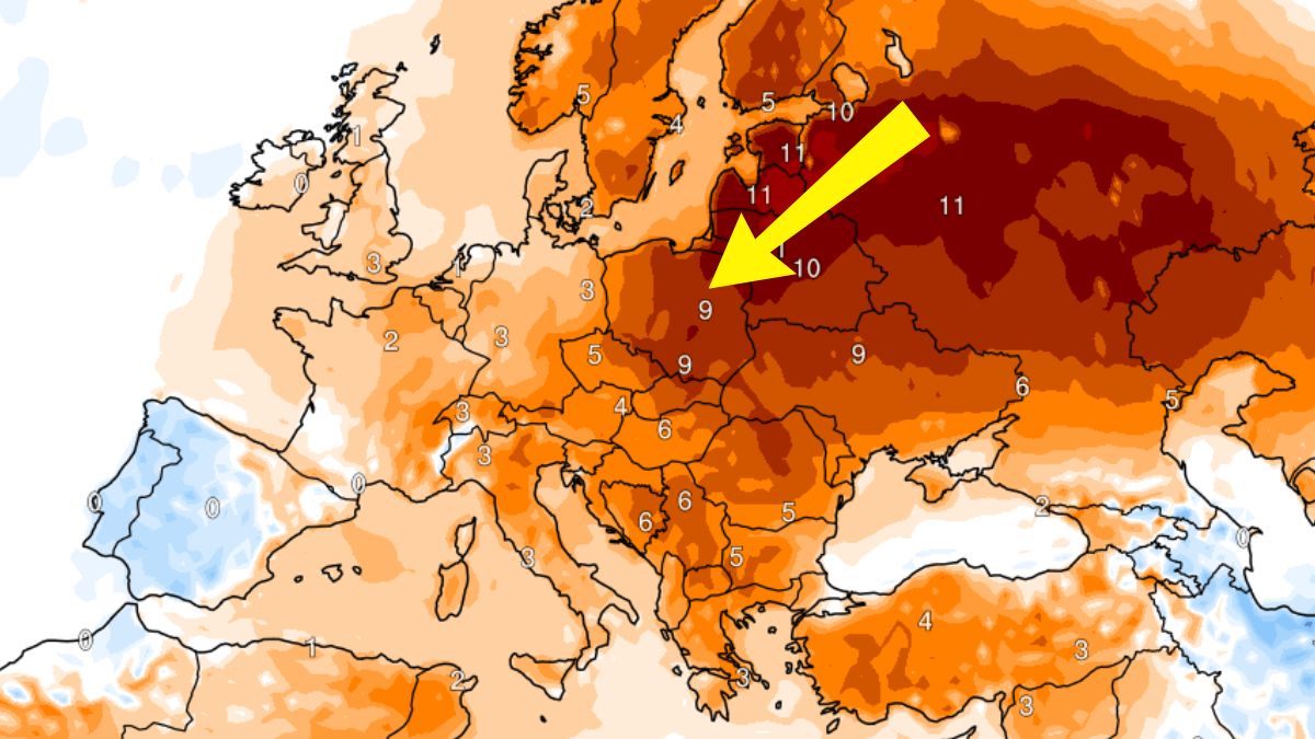 Pokaźne anomalie temperatury w Polsce.