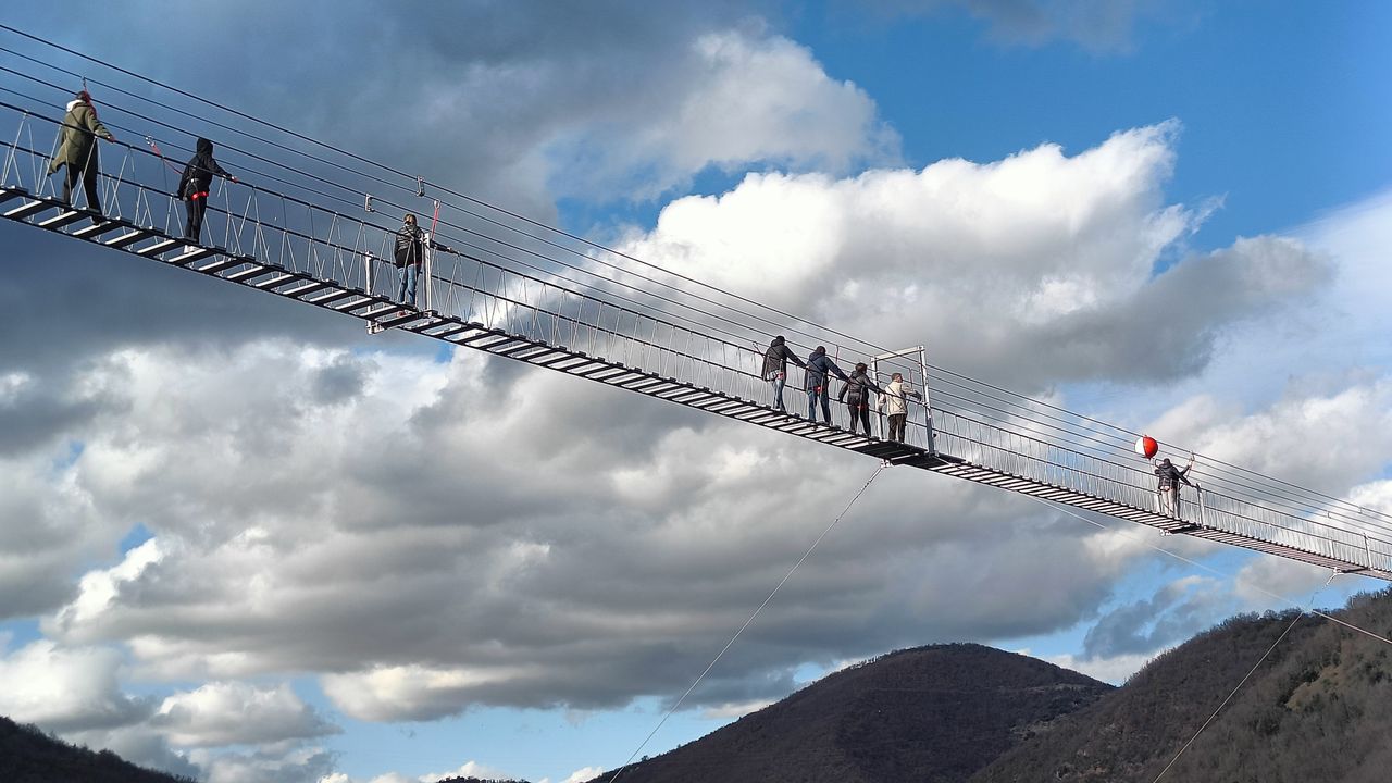 Crossing the bridge is a real walk in the clouds.