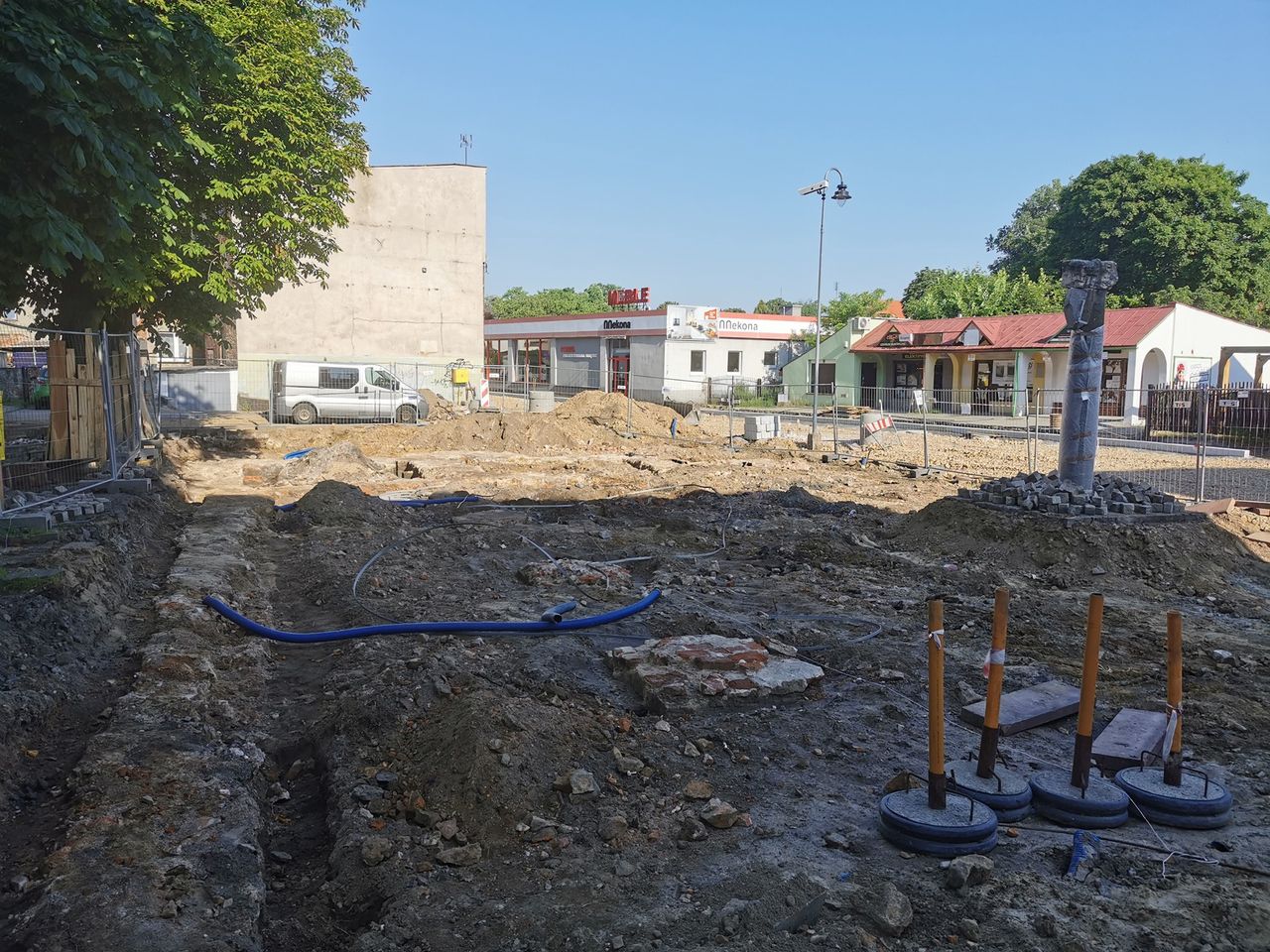 Wykopaliska w miejscu, gdzie dawniej stała synagoga. Tarnowskie Góry