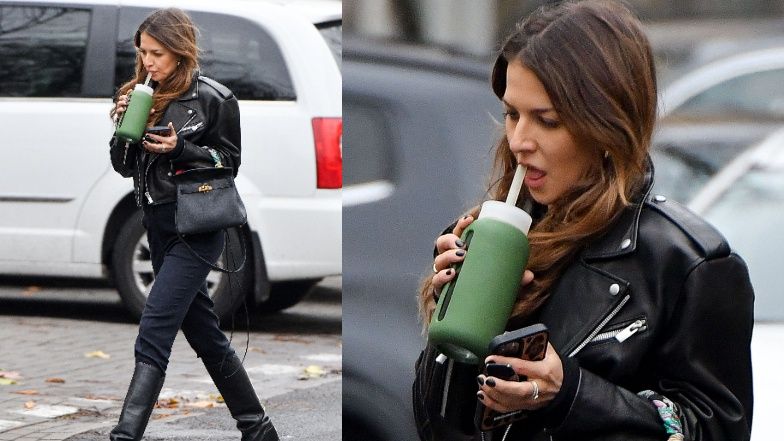 Zatroskana Anna Lewandowska spaceruje z bidonem