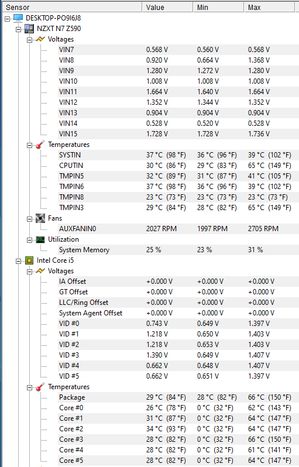 Stock i5-11600K - bazowy zegar, 1h godzina pracy w cyklu load-idle.