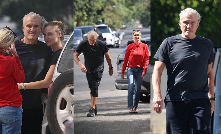 Dolph Lundgren "rozciąga kości" na spacerze z ukochaną