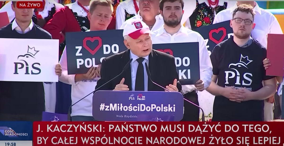 Transmisja przemówienia Jarosława Kaczyńskiego w TVP Info