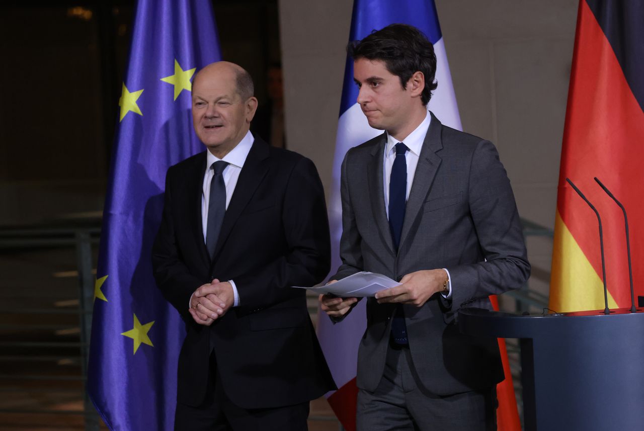 Chancellor of Germany Olaf Scholz and Prime Minister of France Gabriel Attal