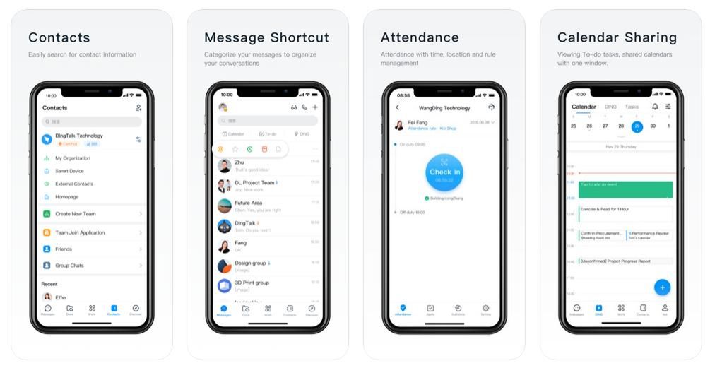 Interfejs aplikacji DingTalk, fot. App Store