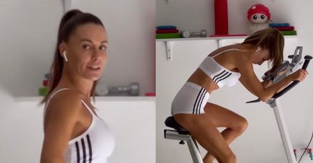 Małgorzata Rozenek zasuwa na rowerku stacjonarnym, zdradzając sekrety swojej cud-figury: "Trening dwa razy dziennie, 2000 kalorii..."