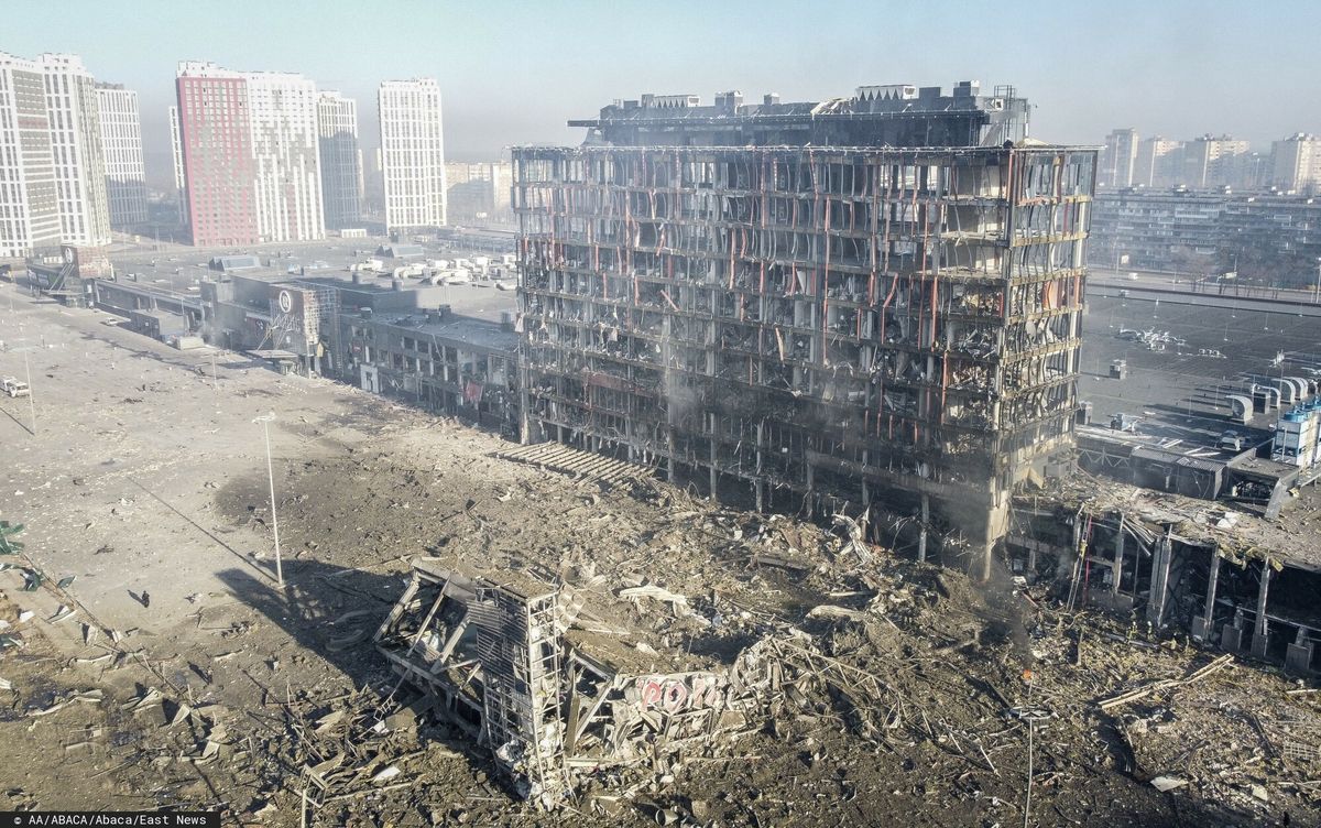 Siły rosyjskie doszczętnie zniszczyły centrum handlowe w Kijowie