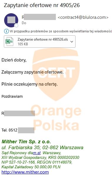Przykładowa fałszywa wiadomość