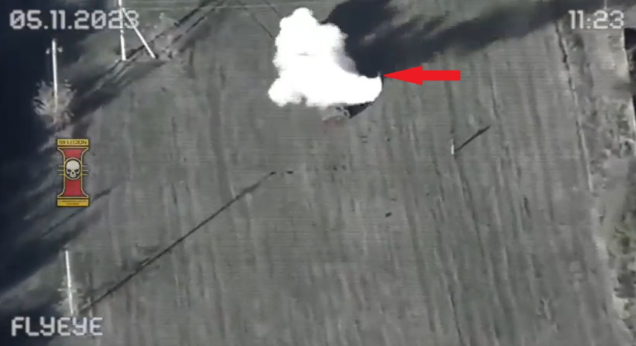 The view from the FlyEye drone on the incoming Strieła missile.