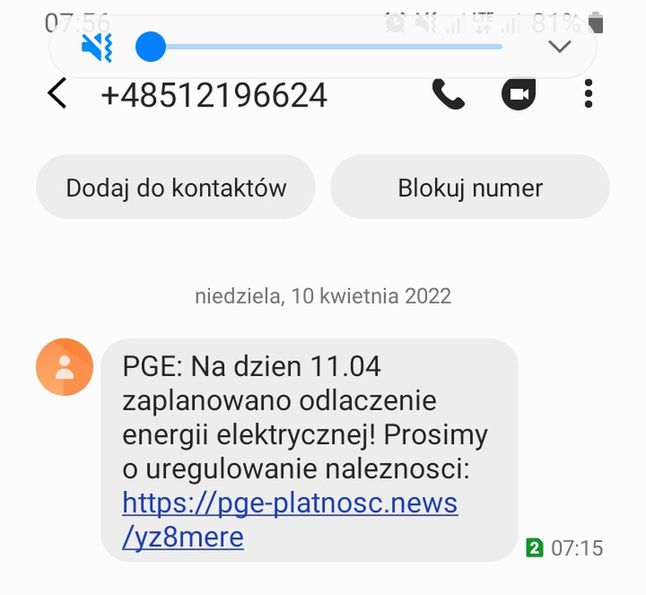 Fałszywy SMS o wyłączeniu energii