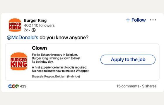 Burger King pyta McDonald's, czy zna clowna do pracy