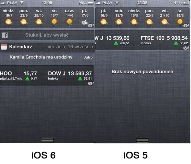 Centrum Powiadomień - iOS 6 vs iOS 5