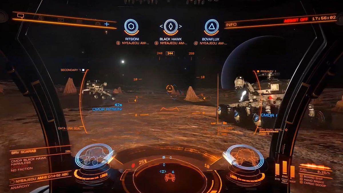 Rozgrywka Elite Dangerous. Gra jest dostępna za darmo w Epic Games Store.