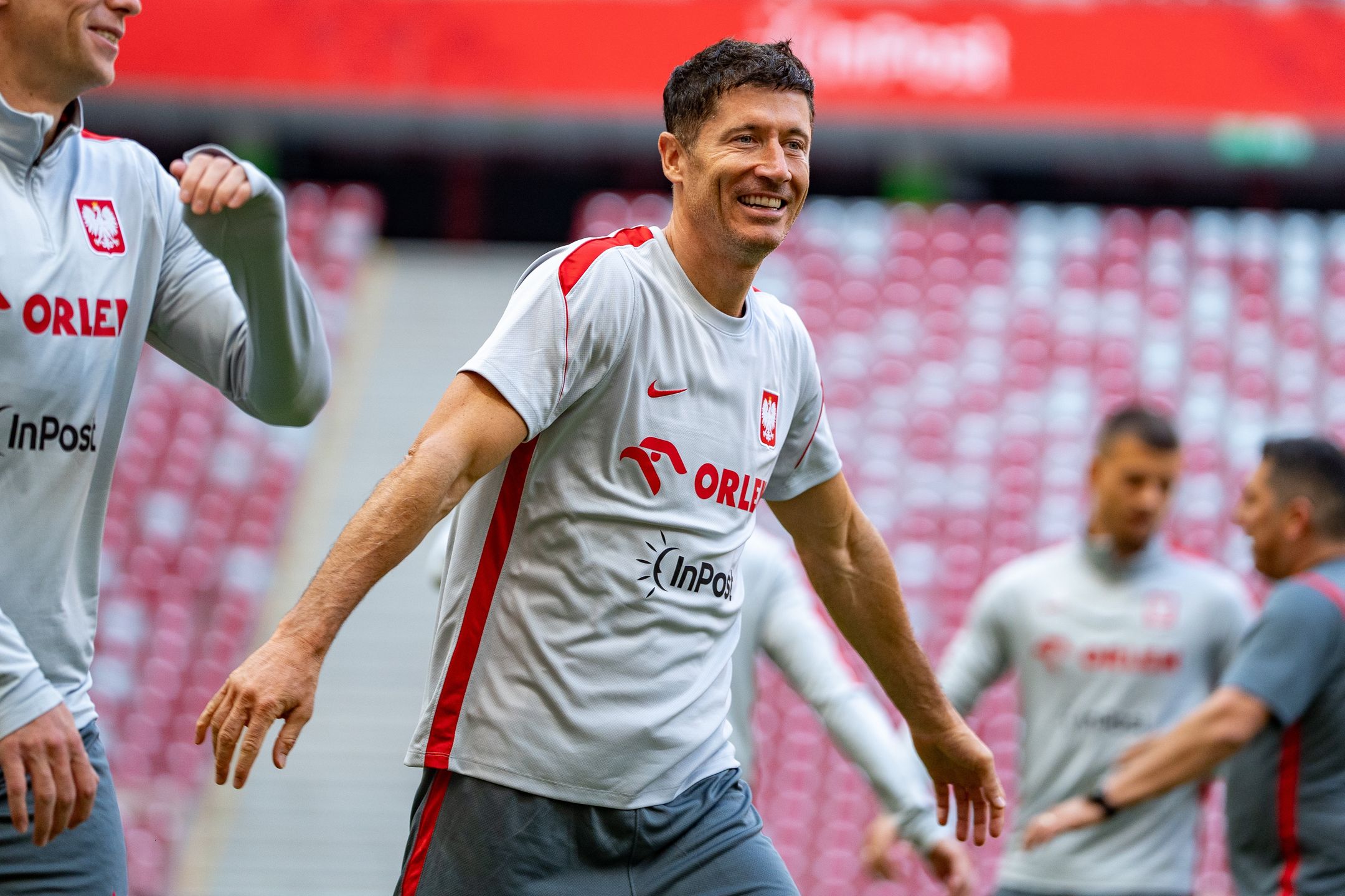 WARSAW, POLAND - JUNE 2: Robert Lewandowski of Poland reacts during the Poland Training Session and Press Conference at PGE Stadium on June 2, 2026 in Warsaw, Poland. (Photo by Kazimierz Koper/Eurasia Sport Images/Getty Images)