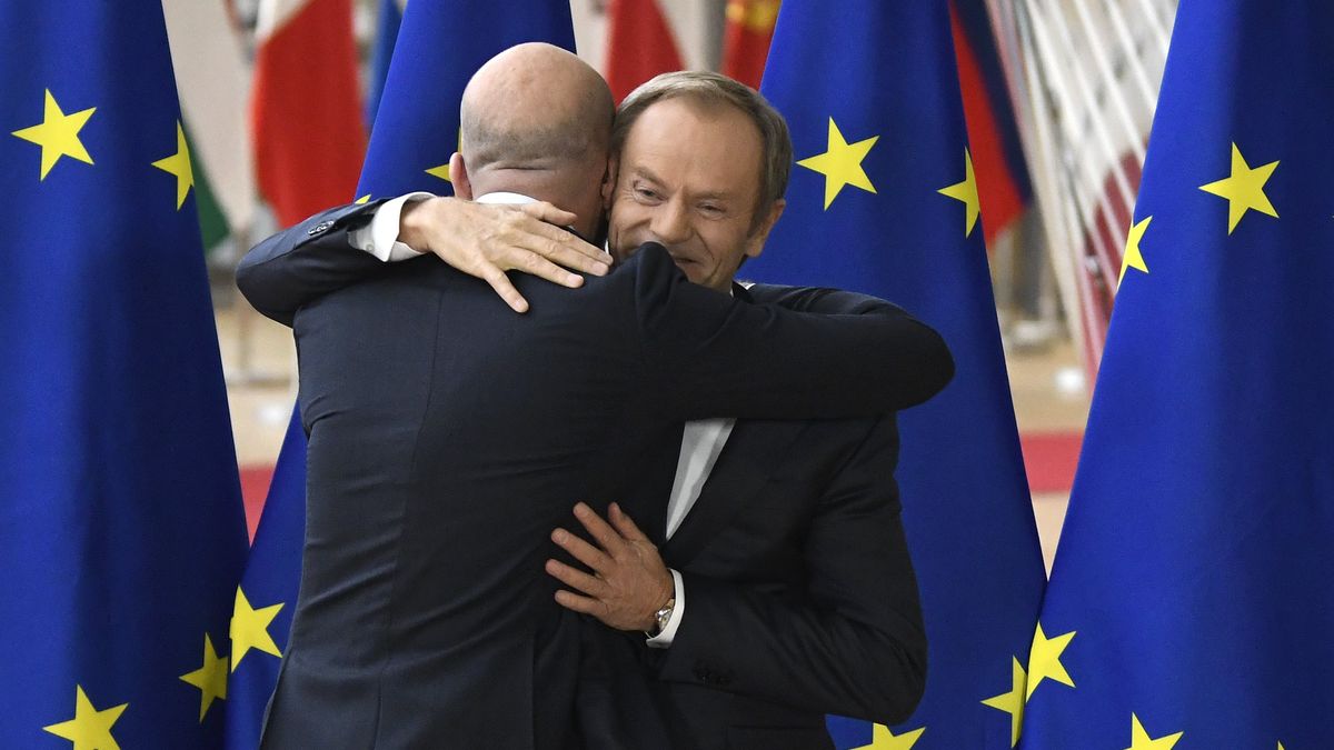 - Passation de pouvoir entre Donald Tusk et Charles Michel à la présidence du Conseil européen - Machtsoverdracht tussen Donald Tusk en Charles Michel als voorzitter van de Europese Raad- Charles Michel suceeds  Donald Tusk at the presidency of the European Council* Charles Michel & Donald Tusk         29/11/2019pict. by Didier Lebrun © Photo News via Getty Images)