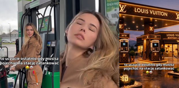 Sandra Kubicka dworuje sobie z cen paliw, wdzięcząc się i zarzucając grzywą przy dystrybutorze. Boki zrywać?