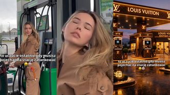 Sandra Kubicka dworuje sobie z cen paliw, wdzięcząc się i zarzucając grzywą przy dystrybutorze. Boki zrywać?