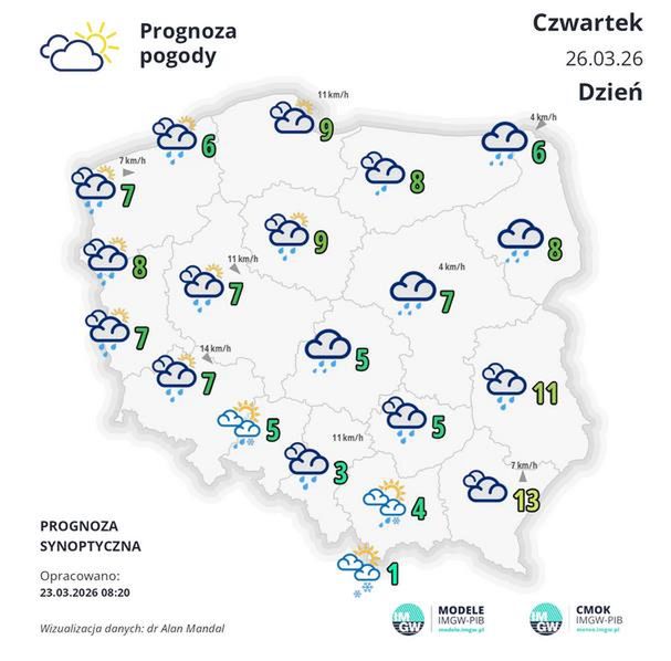 Prognoza pogody na czwartek.