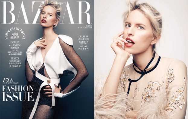 Karolina Kurkova przygryza palec w "Harper's Bazaar"