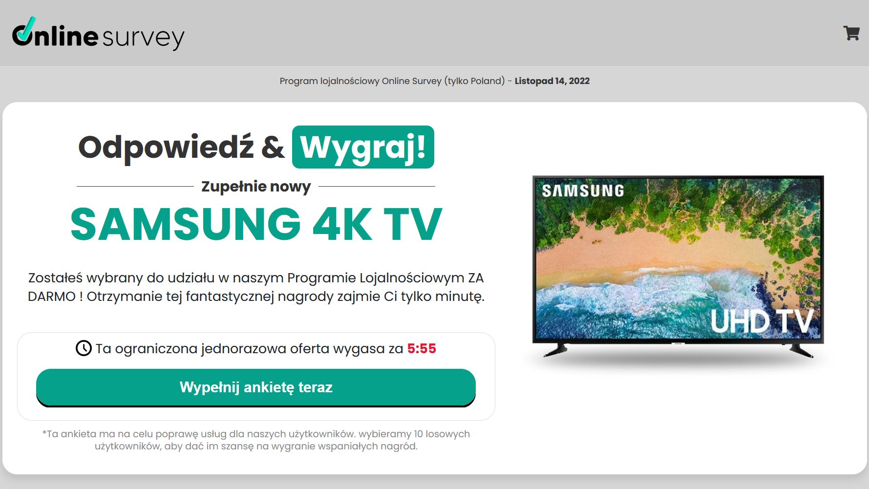 Fałszywa witryna z konkursem