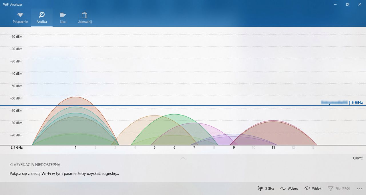 WiFi Analyzer dla Windows 10 - sieć 5GHz