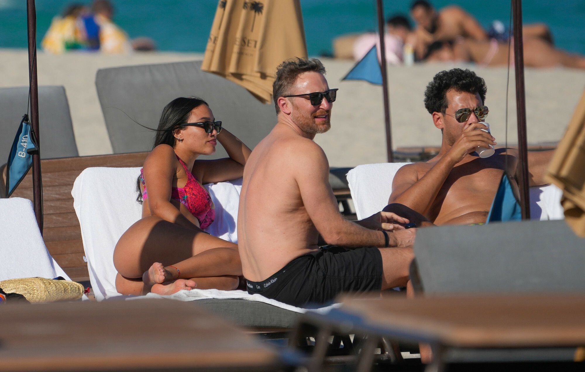 David Guetta, Jessica Ledon i Elettra Lamborghini na plaży