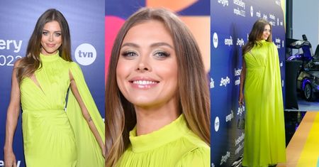 Bestsellery Empiku 2022. Neonowa Joanna Opozda zamiata peleryną na ściance (ZDJĘCIA)