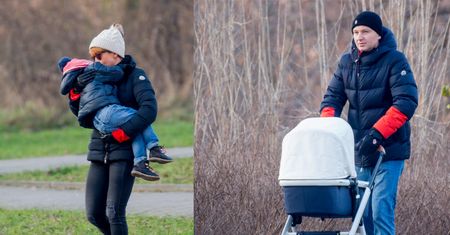 Zielińska z miesięcznym synkiem i resztą rodziny na zimowym spacerze (ZDJĘCIA)