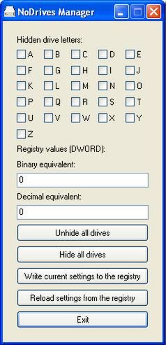Ukryj dyski twarde za pomocą NoDrives Manager 2