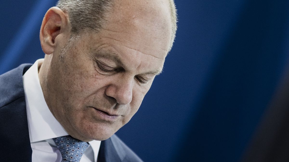 BERLIN, GERMANY - JULY 12: Federal Chancellor Olaf Scholz (SPD) is pictured during the press conference with Robert Golob (not pictured), Prime Minister of Slovenia, after their talks on July 12, 2022 in Berlin, Germany. (Photo by Florian Gaertner/Photothek via Getty Images)
