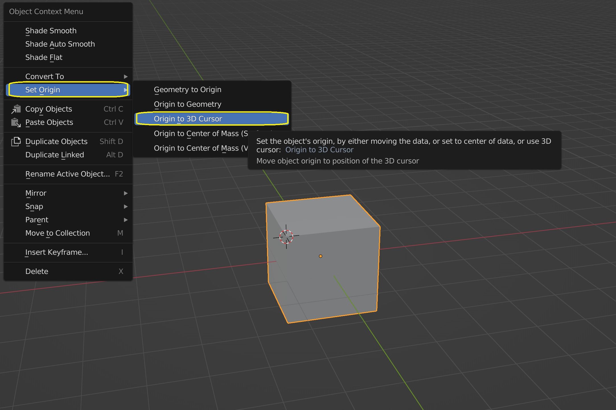 Blender: Origin do 3D Cursora