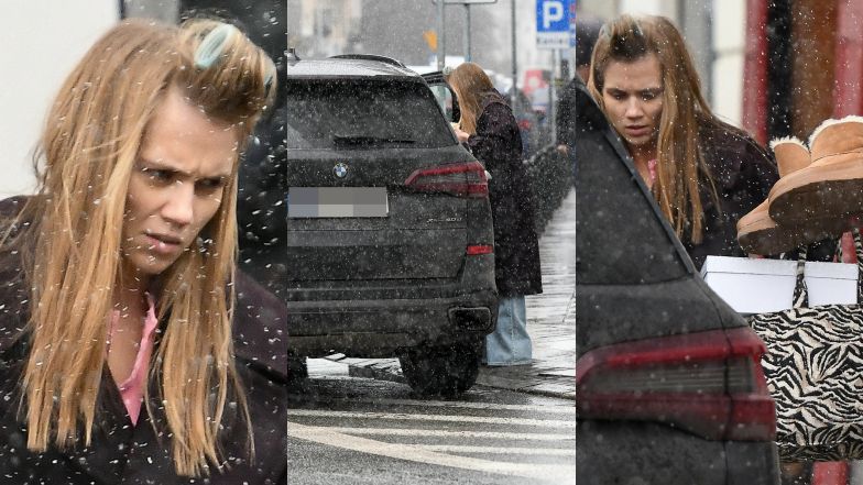 Agnieszka Kaczorowska zatrzymała się na zakazie. We włosach miała wałek