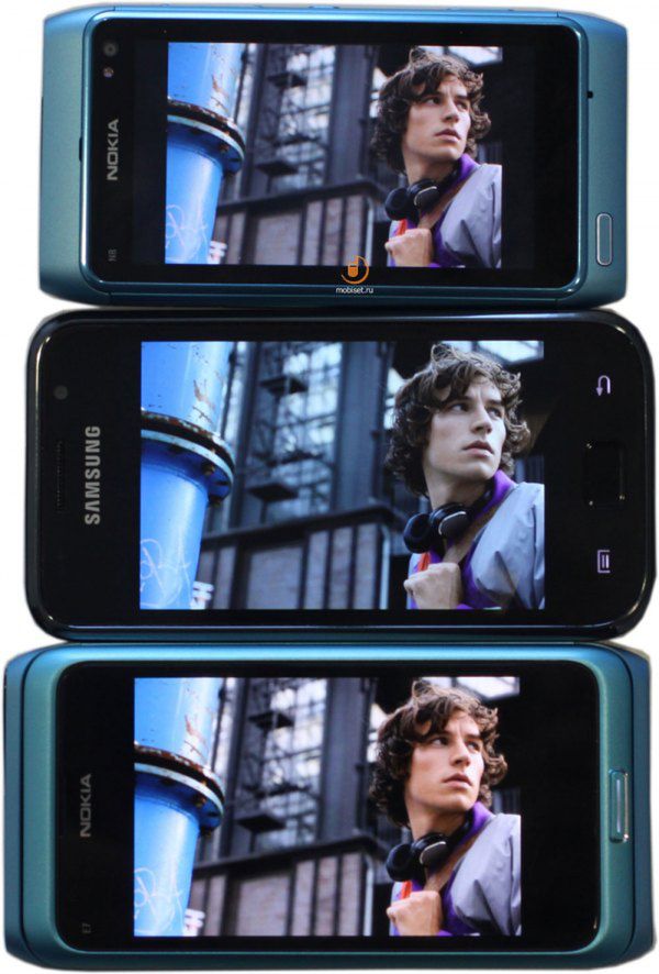 Nokia E7, Samsung Galaxy S i Nokia N8 - porównanie wyświetlaczy 6