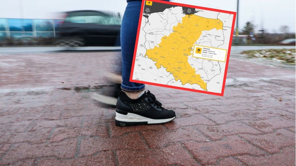 Żołty alert IMGW. Uważaj na drodze i na chodniku