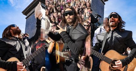 Jared Leto bez ochrony i z pluszowym pierogiem w rękach dał darmowy koncert na rynku w Krakowie (ZDJĘCIA)